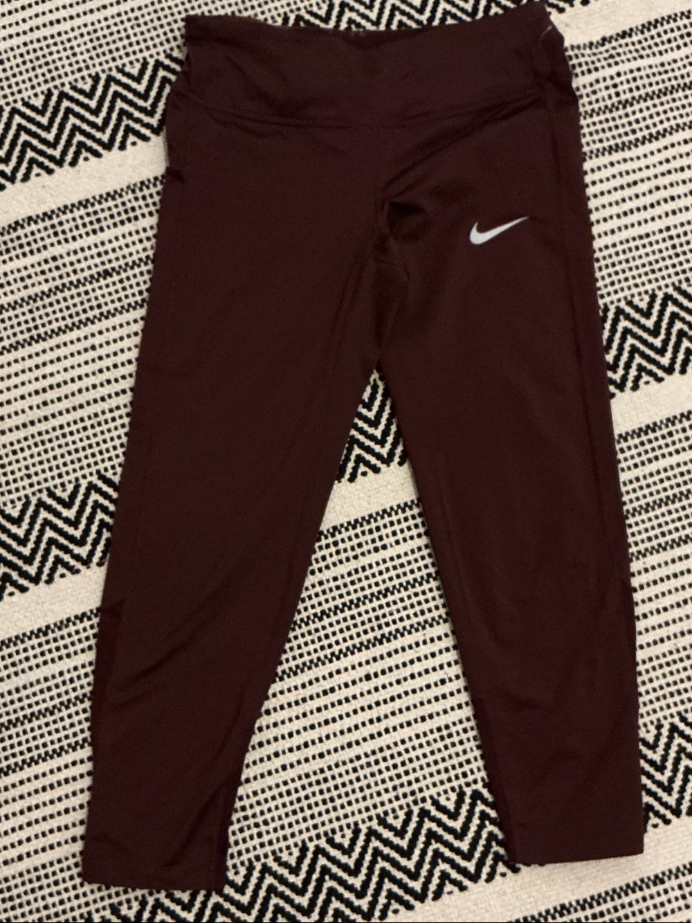 Nike Maroon Athletic Leggings with White Swoosh